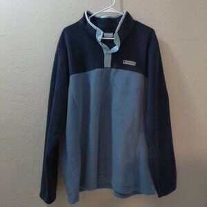 Columbia Fleece Snap Pullover Navy/Light Blue – Men’s XL